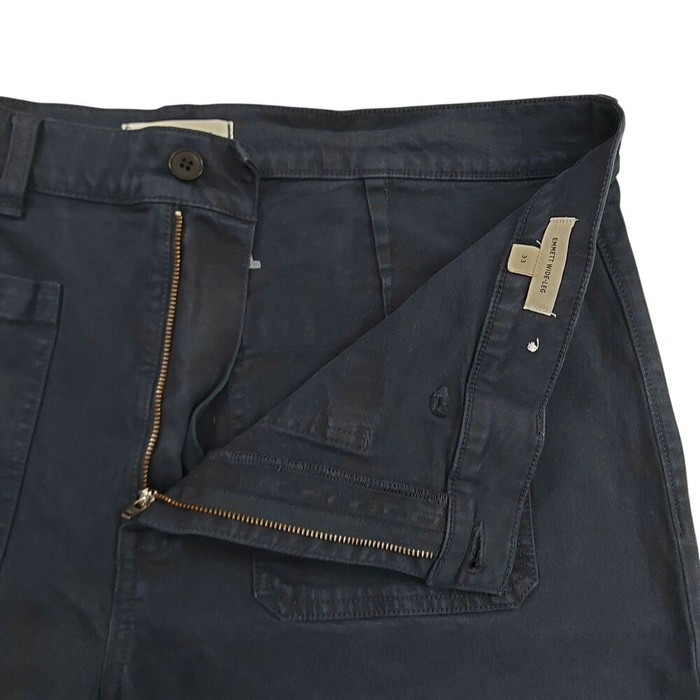 Madewell Emmet Wide Leg Jeans Women 33x30 Navy Blue High Rise Patch Pocket Retro - Picture 3 of 12
